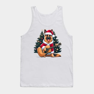 German Shepherd Playing Guitar Christmas Tank Top